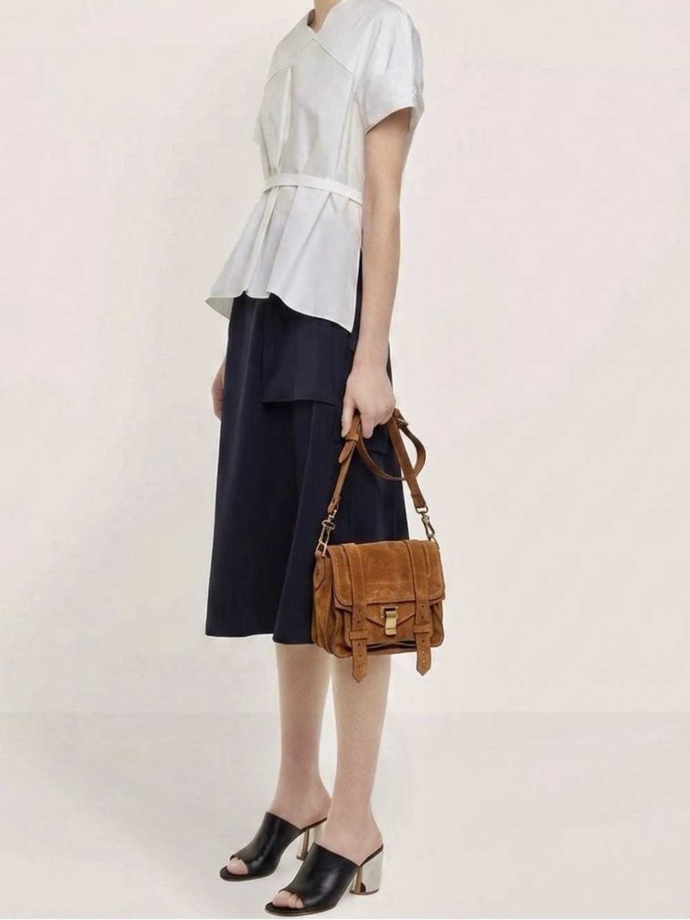 Proenza Schouler Mini Suede PS1 Crossbody Bag in Caramel - Picture 2 of 16